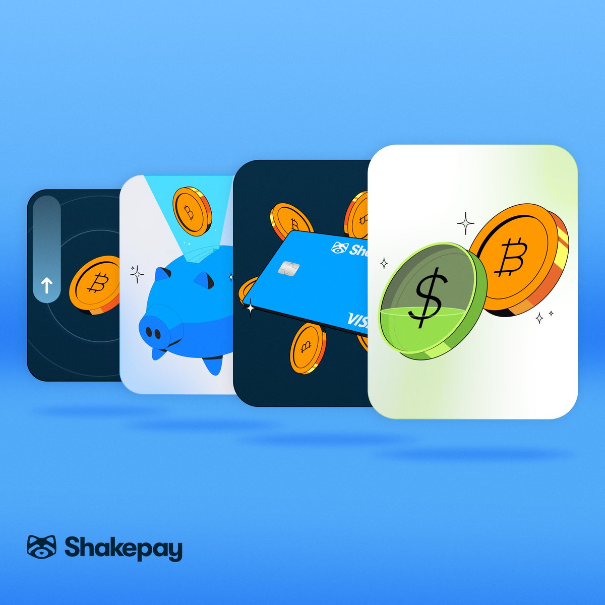 shakepay's tweet photo. Launch week loading… 👀

Four launches. Four days. One bigger Shakepay world.

🔄 A very bitcoin-inspired promo starts the week
💰 Your money gets a DND mode
💳 The blue card gets a real wallet moment
💪 Your bitcoin unlocks another door

A new chapter starts next week.
See you Monday.