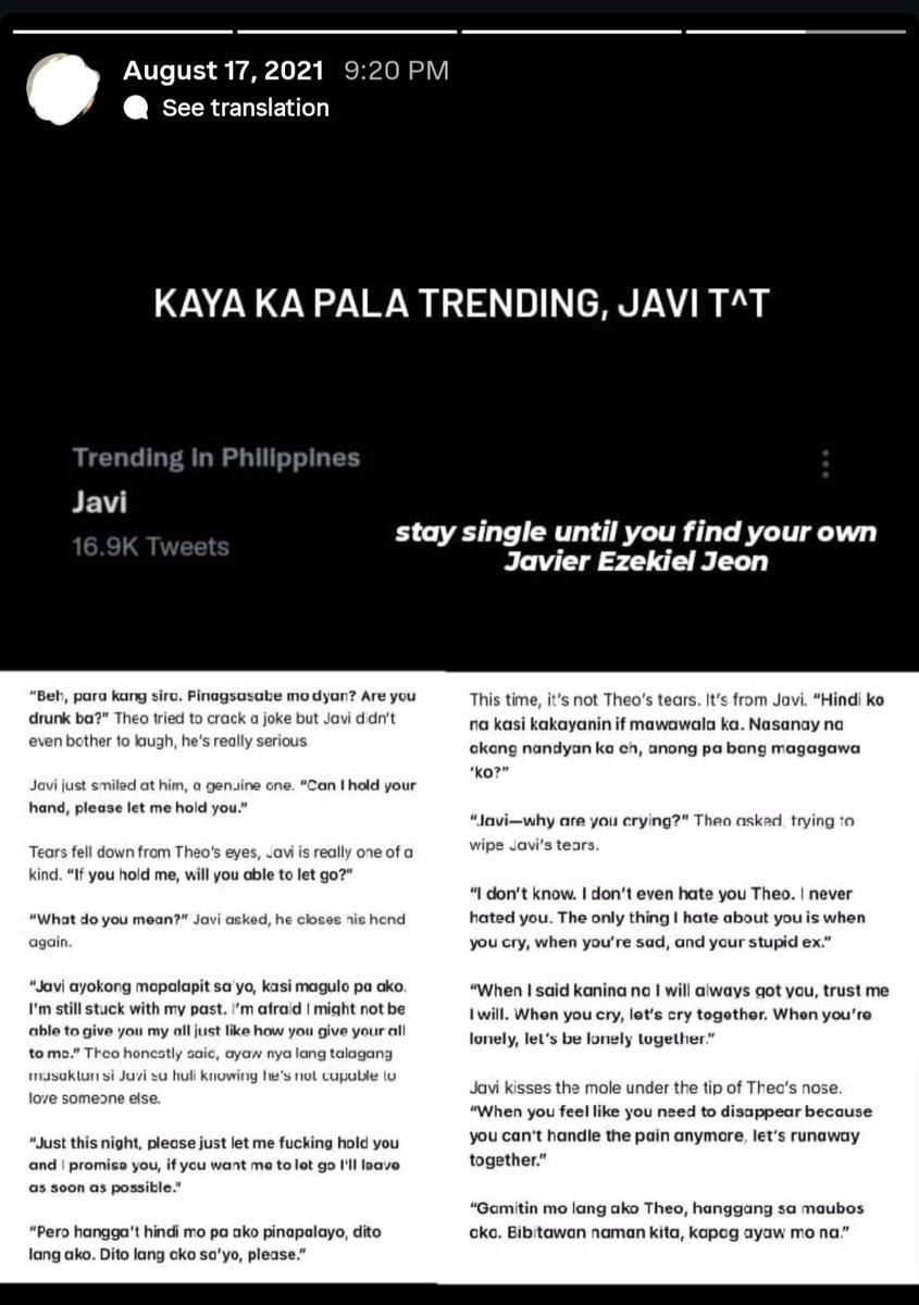 jeonisaurs's tweet photo. since rainy season na and everyone's reminiscing old AUs... CAN WE TALK ABOUT THIS nung nag trending si Javi 😭😭😭 this was genuinely one of the peak moments on AU twt

(so glad na na-story ko pa to sa IG back then) https://t.co/Buf7UOMeTF