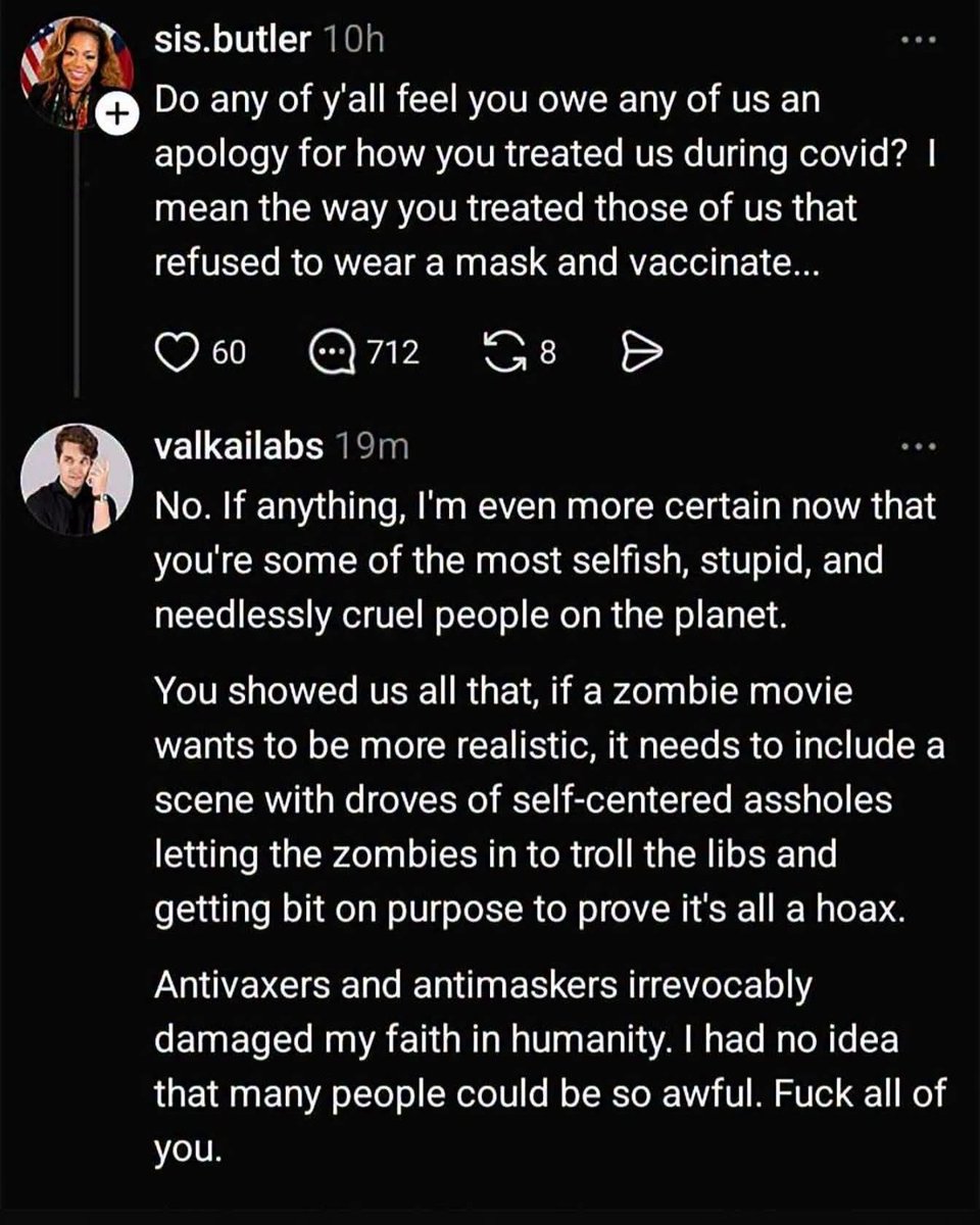 JamesTate121's tweet photo. These selfish people never cared about the dead or the immune compromised and yes FUCK ALL OF YOU! https://t.co/zOiIZOsrrM