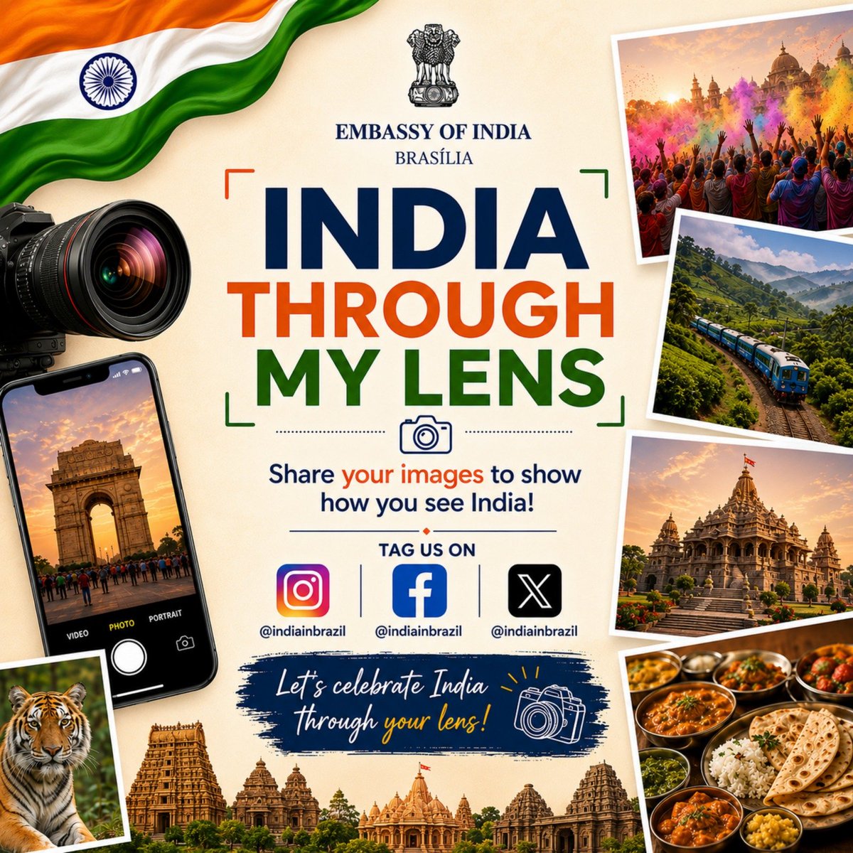 indiainbrazil's tweet photo. Every picture tells a story. Share your images and show us how you see India-its culture, heritage, landscapes, festivals, people, cuisine, wildlife and everyday moments.

Tag us on Instagram, X and Facebook : @indiainbrazil

Cada foto conta uma história. Compartilhe suas imagens e mostre-nos como você vê a Índia — sua cultura, patrimônio, paisagens, festivais, pessoas, culinária, vida selvagem e momentos do dia a dia.

Marque a gente no Instagram, X e no Facebook: @indiainbrazil