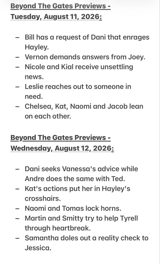 niki_smith1's tweet photo. COMING UP next week on Beyond the Gates
💛🏝️😎 August 10th - 14th 😎🏝️💛
🚨🚨 SPOILERS INCLUDED 🚨🚨
#BeyondTheGates #BTG #Previews #Spoilers https://t.co/pQz2VhmkL1