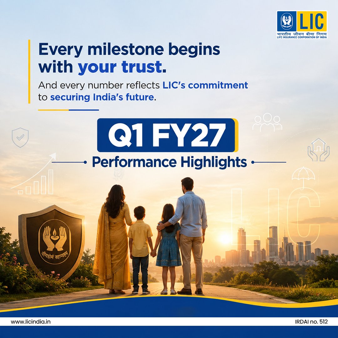 LICIndiaForever's tweet photo. A quarter marked by strong fundamentals, meaningful growth and continued value creation. LIC remains committed to protecting lives while strengthening India's future. 

#LIC #Performance #FutureSahiHai https://t.co/DD1vjBK32k