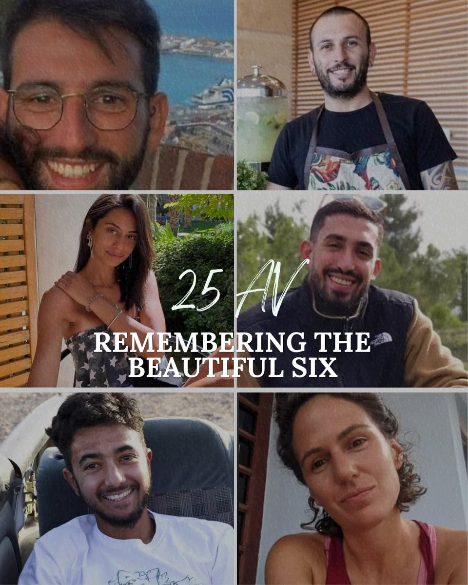 IsraelinNewYork's tweet photo. Today marks the Hebrew anniversary of the murder of the six hostages who were kidnapped by Hamas terrorists on October 7 and murdered in captivity.

🕯️ Hersh Goldberg, 23
🕯️ Eden Yerushalmi, 24
🕯️ Carmel Gat, 39
🕯️ Alex Lobanov, 32
🕯️ Almog Sarusi, 26
🕯️ Ori Danino, 25

May their memories forever be a blessing.💔