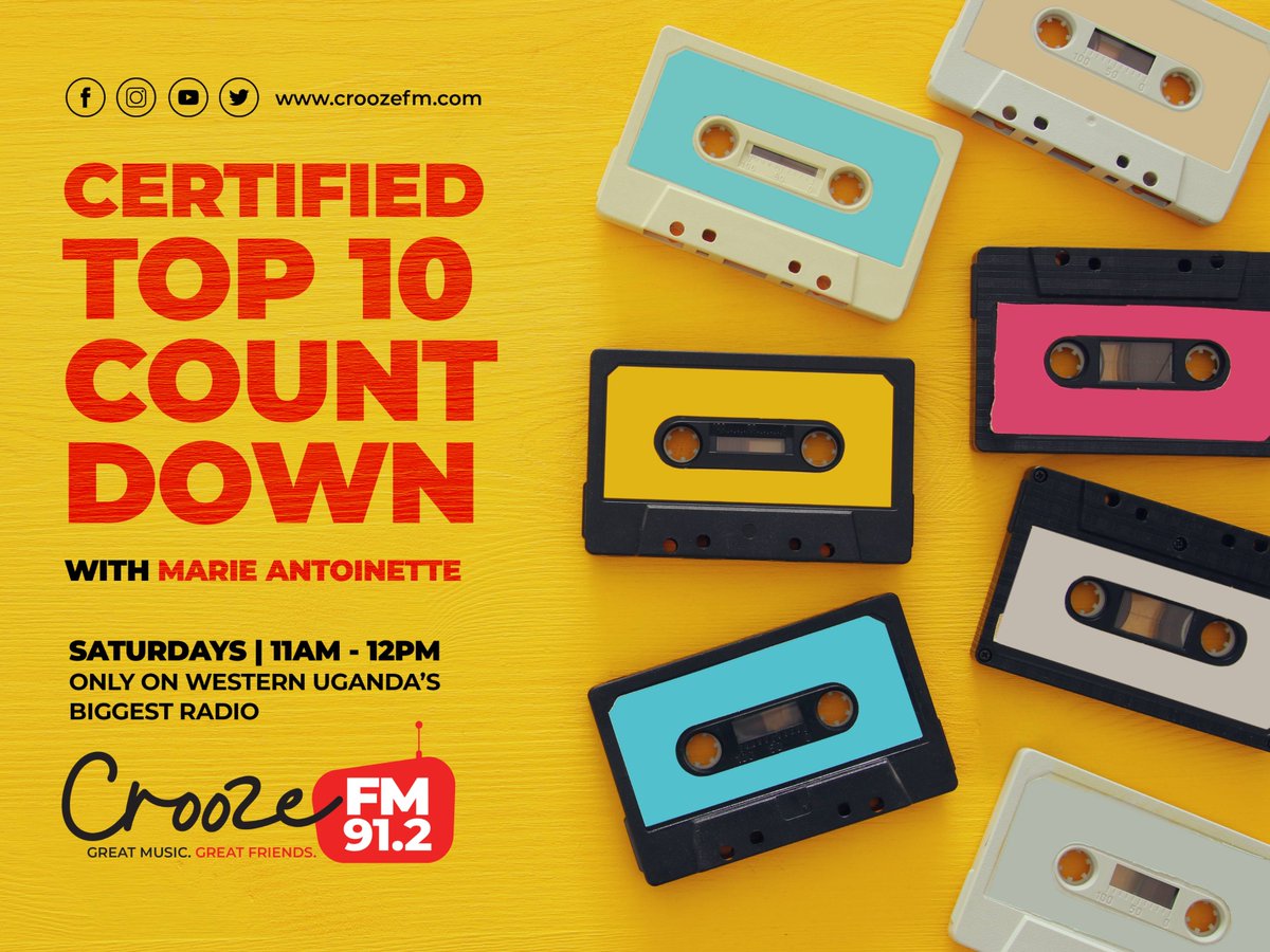 912CroozeFM's tweet photo. The weekend starts with the biggest sounds on the #CertifiedTop10CountDown! β¨ π
Join @ANTOINETTIE_ from 11AMβ12PM to count down the hottest tracks making waves right nowπ₯πΆ
Stream π: https://t.co/BRJ5N1YySf
#FreeYoFire
#CroozeFM
#Mbarara https://t.co/n7MaakzuOI