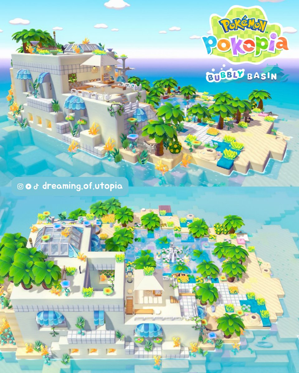 HorizonUtopia's tweet photo. I redesigned my bleak beach oasis π #pokopia #pokopiaupdate #pokemonpokopia #pokemongame #nintendoswitch2 https://t.co/QpQE94QUZQ