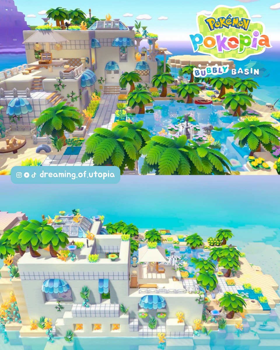 HorizonUtopia's tweet photo. I redesigned my bleak beach oasis π #pokopia #pokopiaupdate #pokemonpokopia #pokemongame #nintendoswitch2 https://t.co/QpQE94QUZQ