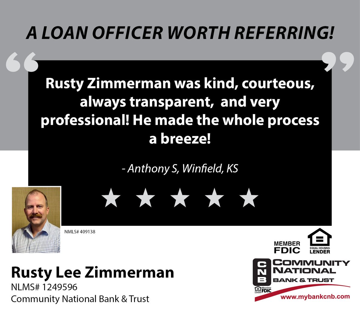 ComNatBankTrust's tweet photo. Great things are being said about our Loan Officers! Come by Community National Bank &amp; Trust to see how we can help you today! https://t.co/xKxat6dN08