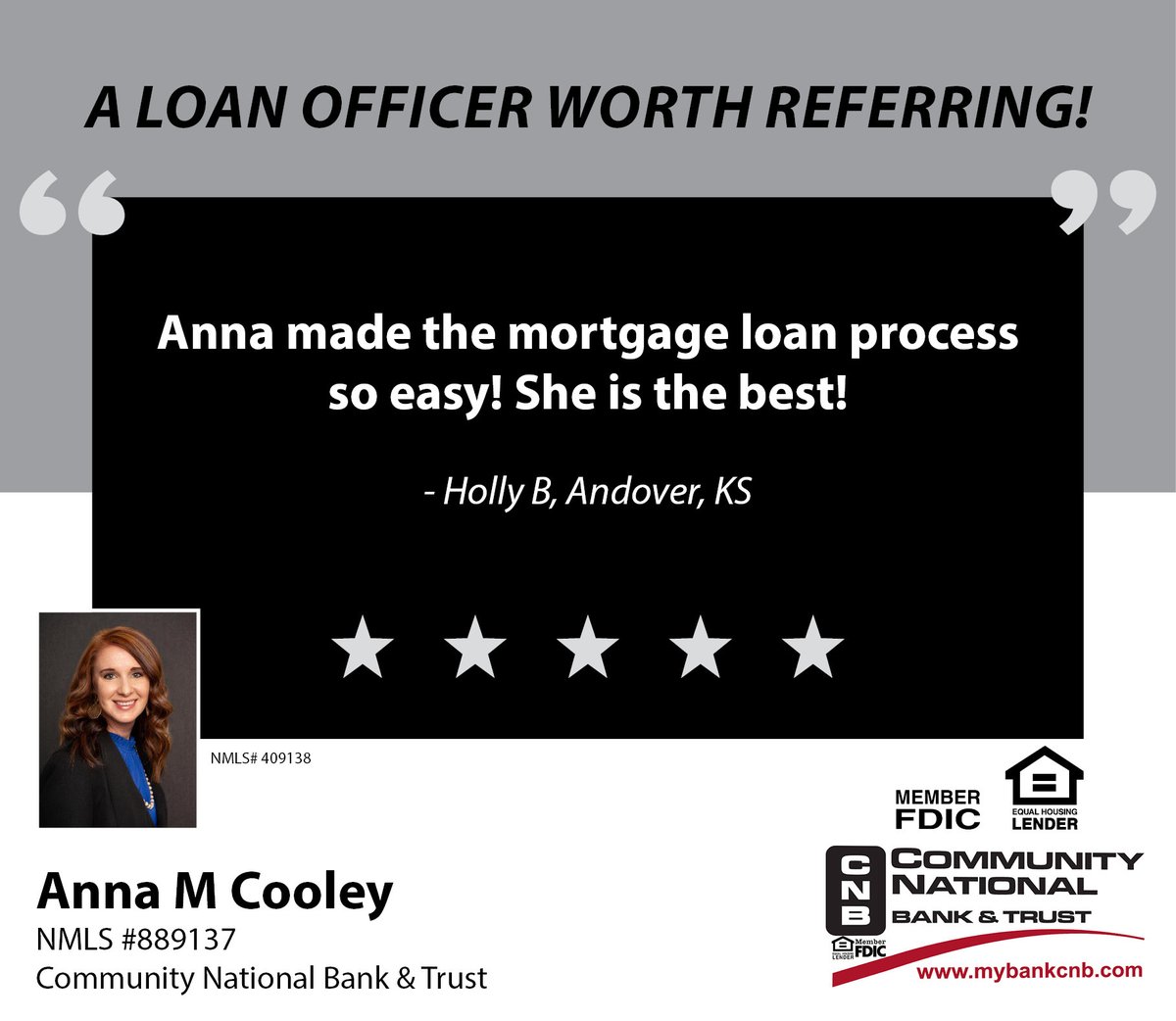 ComNatBankTrust's tweet photo. Great things are being said about our Loan Officers! Come by Community National Bank &amp; Trust to see how we can help you today! https://t.co/xKxat6dN08