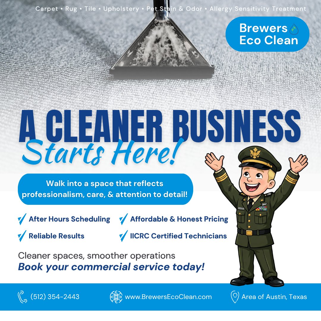 BrewersEcoClean's tweet photo. 💼 Your space is part of your reputation. What people walk into matters more than most realize! #WorkplaceClean #AustinCommercial #BestResults

📲 Call now: (512) 354-2443 or visit https://t.co/EmhLdoiA1N for more info. https://t.co/Qi4qD81SDf