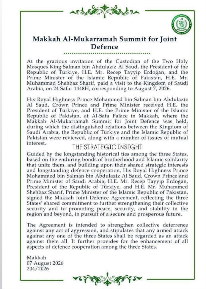 Historic Makkah Joint Defense Agreement Signed: Turkey, Saudi Arabia & Pakistan Unite
