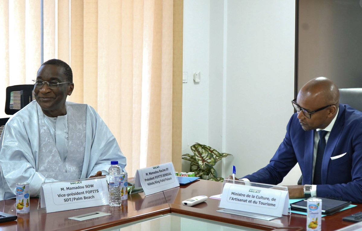 MinCult_Tourism's tweet photo. 1/4 Le Ministre @Thiamalpha3 a reçu la délégation de la #FOPITS (Fédération des Organisations patronales de l’industrie touristique du Sénégal), conduite par leur président, M. #Racine_SY.
@ATouristique @s_sapco #DRT #DPT #DIAT #tourisme @TourismeSenegal #promotion #competitivité https://t.co/MIQrfclxd1