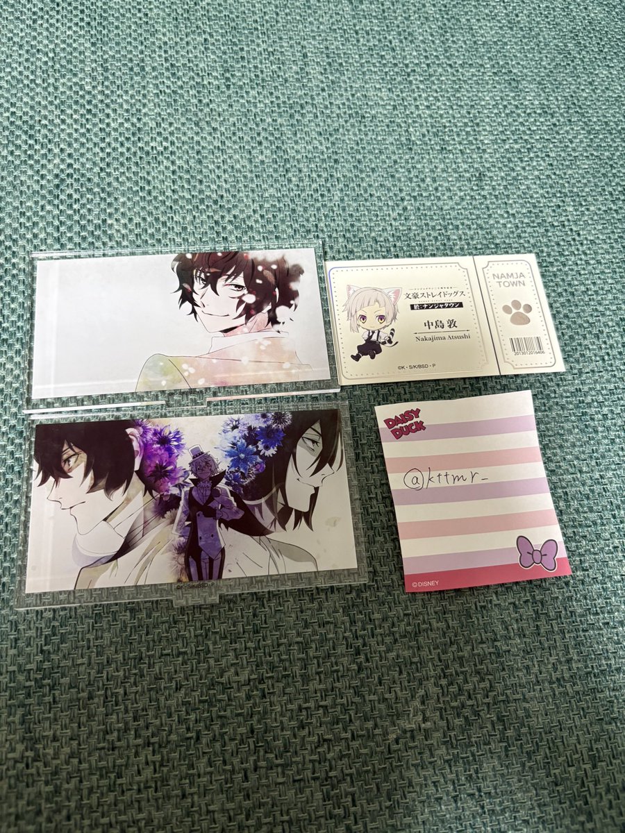 kttmr_'s tweet photo. 【交換】

文スト ART展 ナンジャタウン くじ

譲⇒画像参照
求⇒同異種 たにざき
        異種の場合はお写真を添えてコメントお願い致します。

郵送のみの対応となります。

なかじま、なかはら、あくたがわ、ゆめの、
みやざわ、よさの、だざい。ふょーどる、ふくざわ、ぽお、えりす https://t.co/tlUQiTaZgO