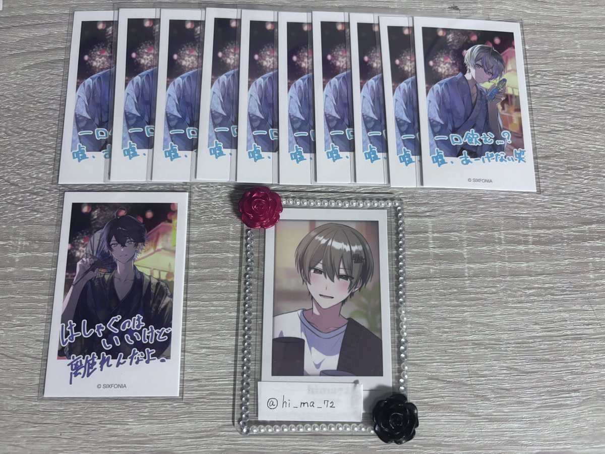 hi_ma_72's tweet photo. 【交換.買取】

求）🍍様浴衣>>>周年

譲）画像のもの(📢様の交換は🦈様含む方優先)
🌸様浴衣3点、🍍様どちらか1点0.02/枚➕送料での買取

ﾘﾄﾘﾝ必読
当方売り手✕買い手記載のもののみ〇
お気軽にお声掛けくださいませ。

 #シクフォニグッズ買取  #シクフォニグッズ交換  #シクフォニグッズ譲渡 https://t.co/Zw9MrZejEa