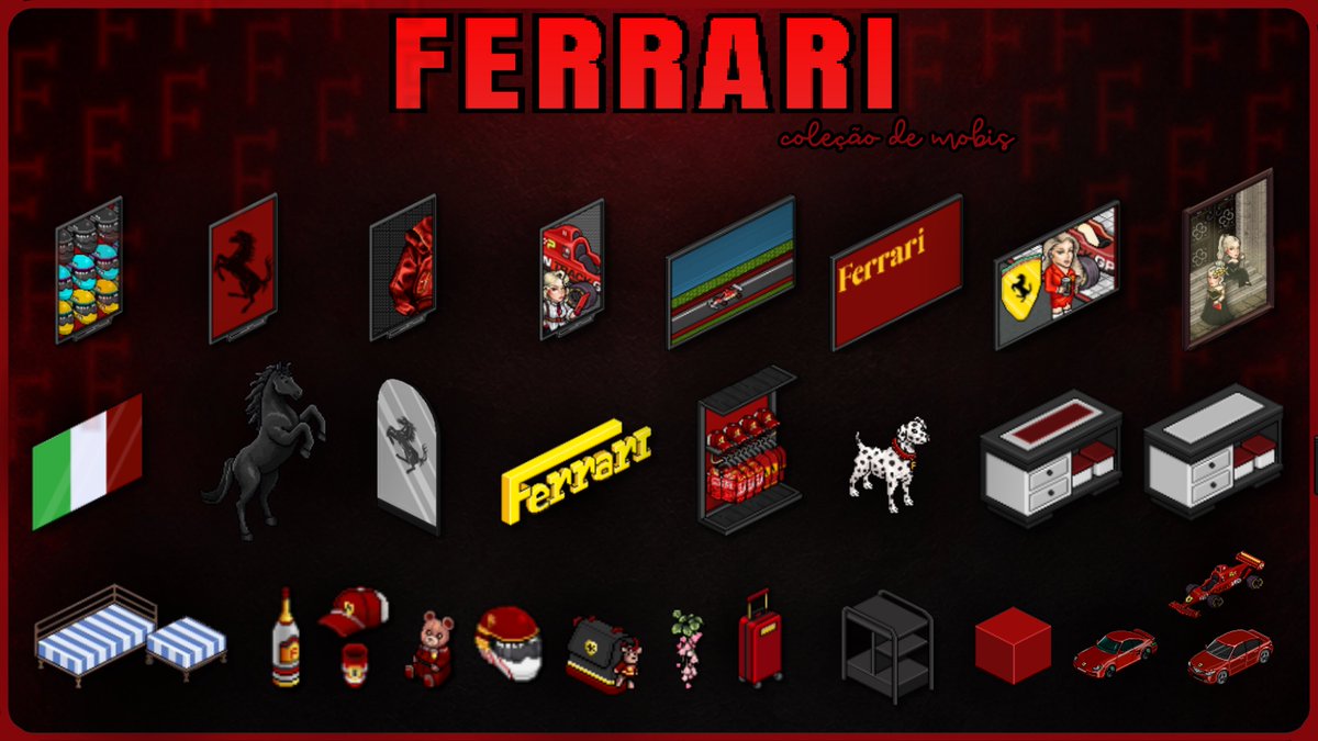 ferrarihblet's tweet photo. ┈୨🏎️୧┈ 𝐅𝐄𝐑𝐑𝐀𝐑𝐈 𝐅𝐀𝐌𝐈𝐆𝐋𝐈𝐀
Transforme seu quarto com uma coleção inspirada na essência da Ferrari. Peças exclusivas criadas para quem aprecia velocidade, design e sofisticação.

✦ Quadros exclusivos
✦ Móveis personalizados
✦ Itens decorativos
🏁 @MeuHabblet https://t.co/SW8LNpIvJx