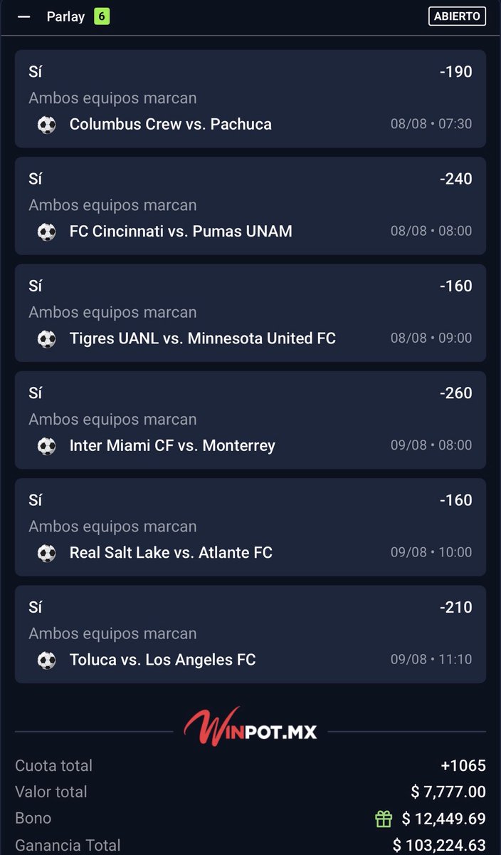 Vikingonegroa's tweet photo. Ya que sabemos cómo Funciona la Leagues  Cup y q los equipos necesitan ir a buscar los 3 puntos en esta Jornada me Arme esta Bomba de Puros Ambos Anotan💣🏆🫵🏿

Deja tu Like para que Explote la Bomba y que Caigan esos Golitos Hermanos❤️🍀 https://t.co/PmHhxz1mO3