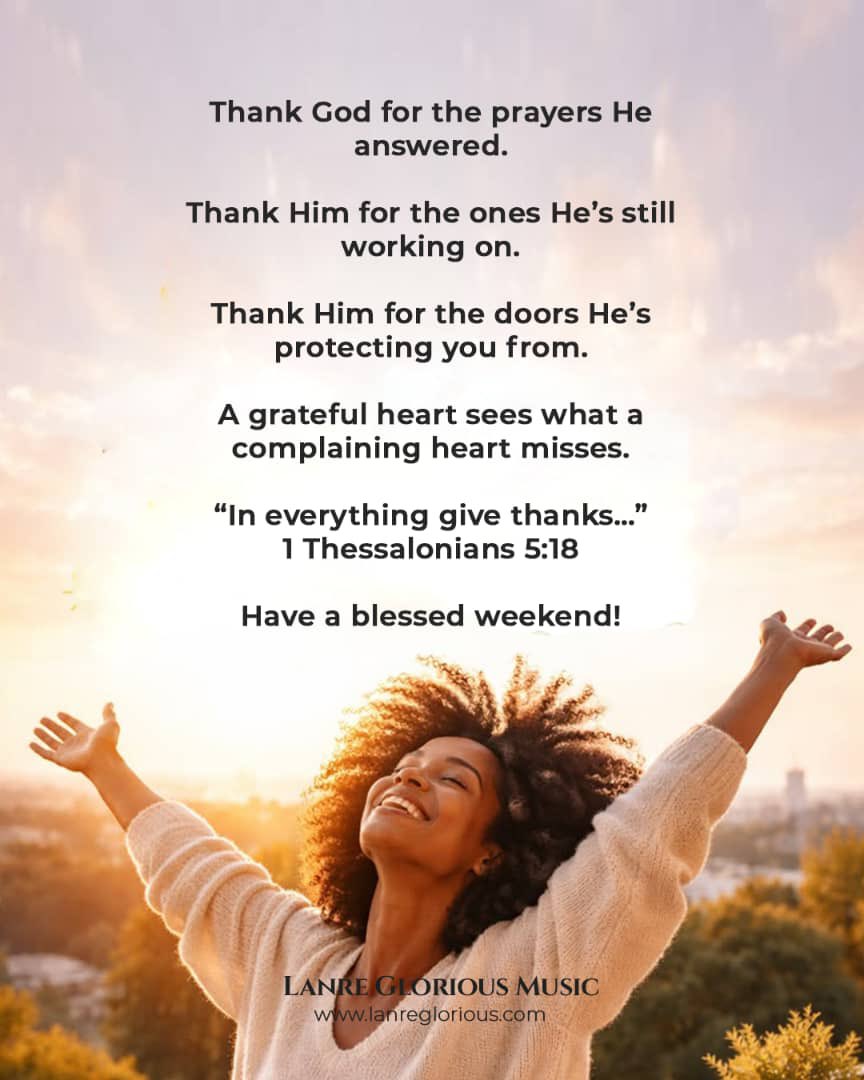 LanreGlorious's tweet photo. This weekend, choose gratitude. 🙏🏽
What’s ONE thing you’re grateful for? 👇🏽

#ChooseGratitude #GratefulHeart #Thankful #WeekendThoughts #GodIsGood https://t.co/blspe1yrlm