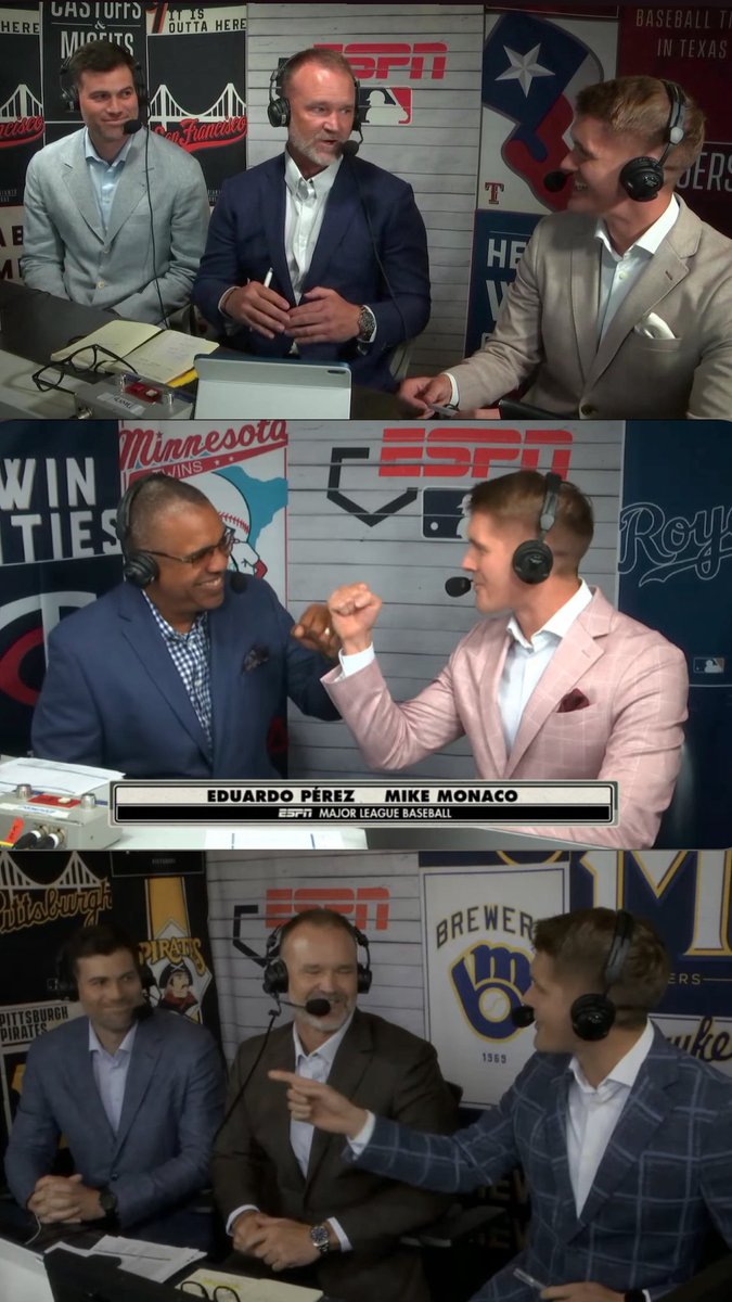 MikeMonaco_'s tweet photo. That was a very fun week of @MLB on @ESPN.

• Tony Vitello &amp; the Giants as they sold
• The Rangers stay intact 
• Paul Skenes vs. the best team
• Kyle Harrison dealing
• A Twins comeback
• Salvy, Bobby Witt, Cags and the Royals

A pleasure to share it with these fellas. https://t.co/r1wcHUkqTi