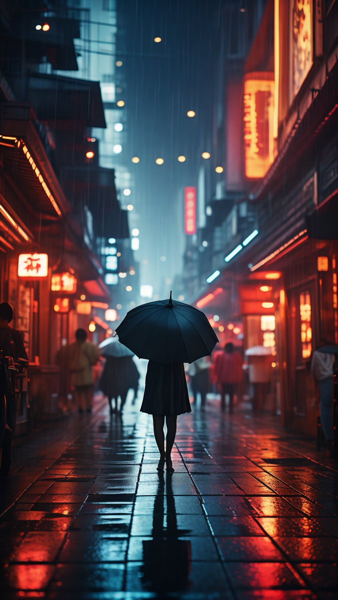 ParkLisaMin81's tweet photo. [Rainy day street snap – neon lights reflecting on wet asphalt make the city feel warm and a little magical tonight ]， https://t.co/QN6s9quCYb