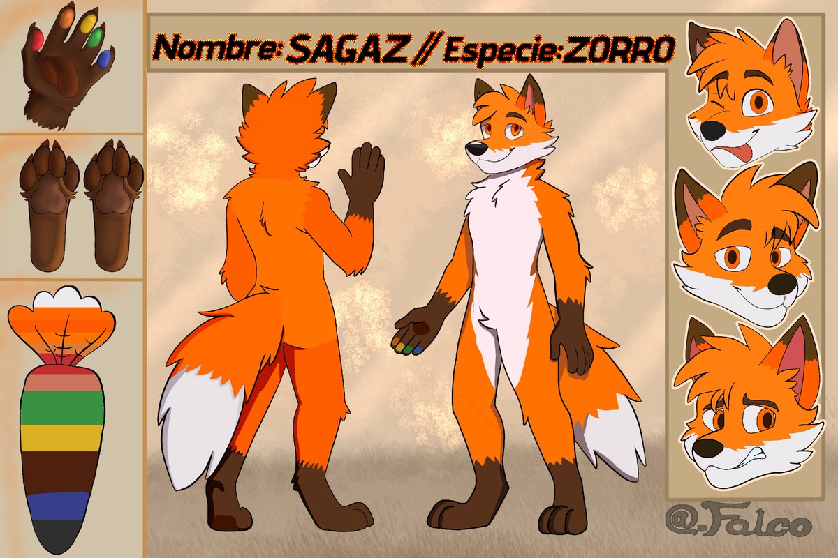 falco_artszr's tweet photo. I present to you my fursona:
Name: Sagaz
Species: Fox
Fur: orange-red
Personality: Friendly,Calm, cheerful and also Empathetic.
This is my reference sheet For reference OC only, not for use.
Nice to meet you!
Favorite things:Eating carrots. ^w^
#falcoart #refsheet #foxoc #furry https://t.co/3nZdPr2Xtc