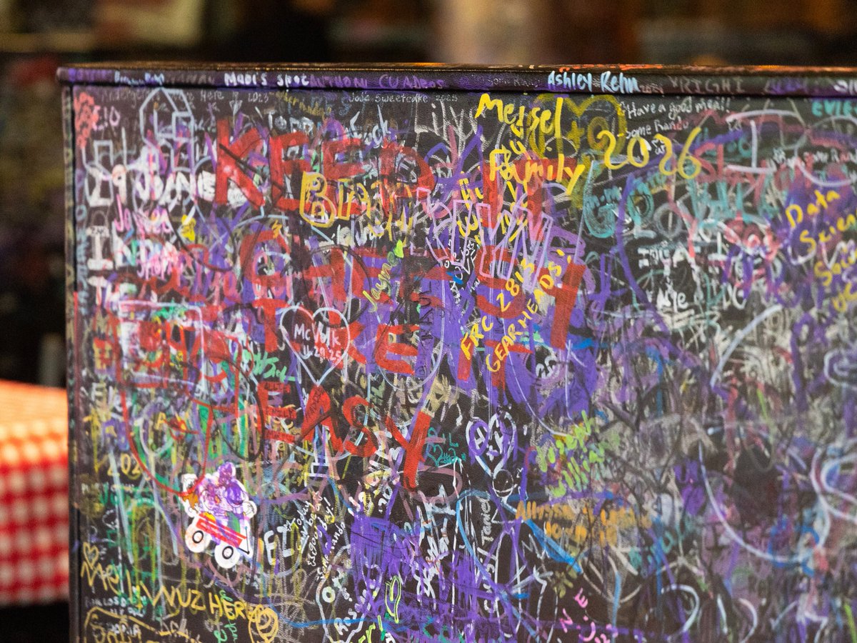 ginoseast's tweet photo. Your mission: find your name. 🔍

If you've ever left your mark at Gino's East, it's time to see if you can spot it.

And if you find your friend's name first... tag them. We think they owe you dinner.

#GinosEast #ChicagoPizza #ChicagoHistory #DeepDish #Since1966 https://t.co/YGUxZln9jP
