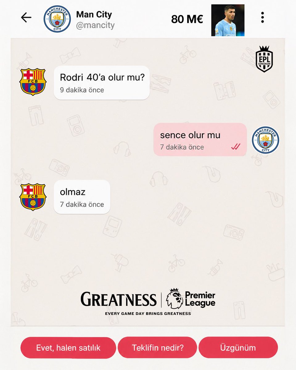 EPL_Gunlukleri's tweet photo. 🏴󠁧󠁢󠁥󠁮󠁧󠁿 Manchester City, Barcelona’nın Rodri için yaptığı iki teklifi de reddetti.

💶 40 milyon euro + bonuslar ❌
💶 45 milyon euro + bonuslar ❌
⏳50 milyon euro + bonuslar ❌

🔵 City’nin beklentisi 75-80 milyon euro. 

#greatness https://t.co/pECXsWwwR2