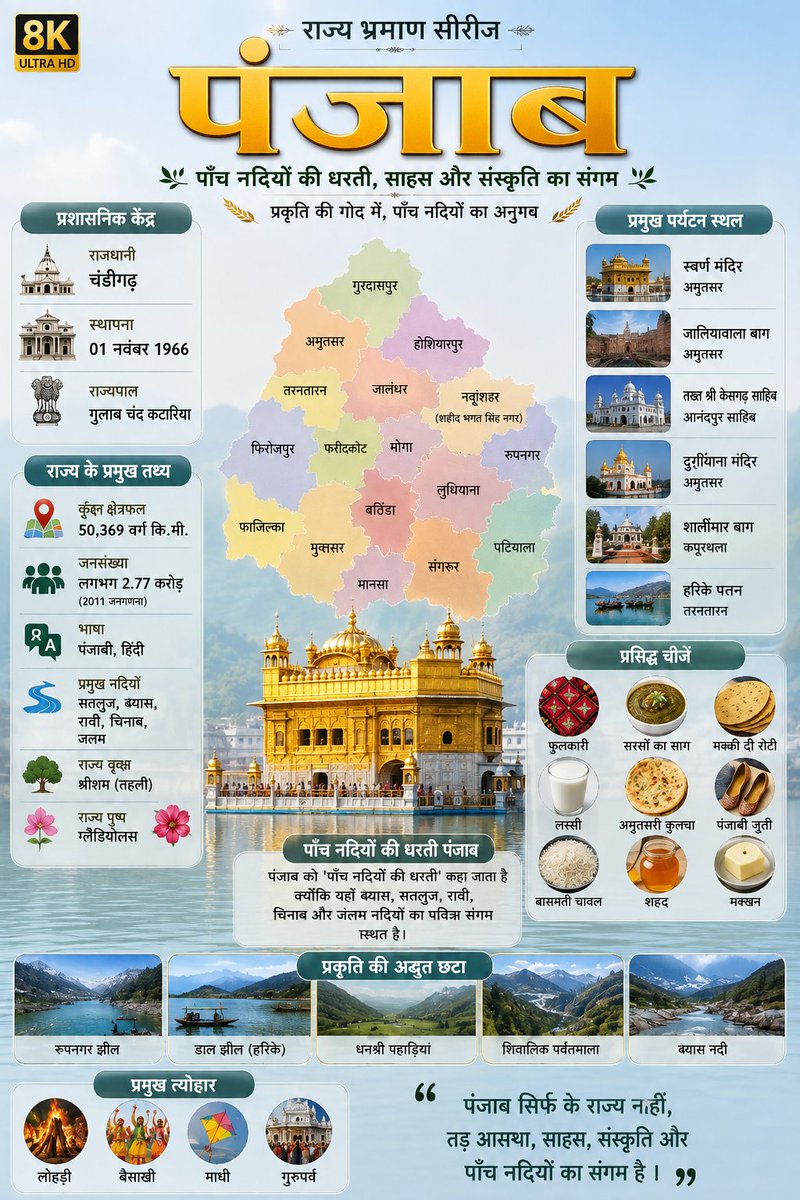 brooks4yd's tweet photo. "पांच नदियों की ये हरी-भरी धरती, जहाँ मिट्टी की ख़ुशबू और दिलदारों की संस्कृति बसती है। यही तो है हमारा पंजाब! 🌾🌊#Punjab #SadaPunjab #LandOfFiveRivers #PunjabiCulture #PunjabDiMitti https://t.co/TCXyJSU3f8