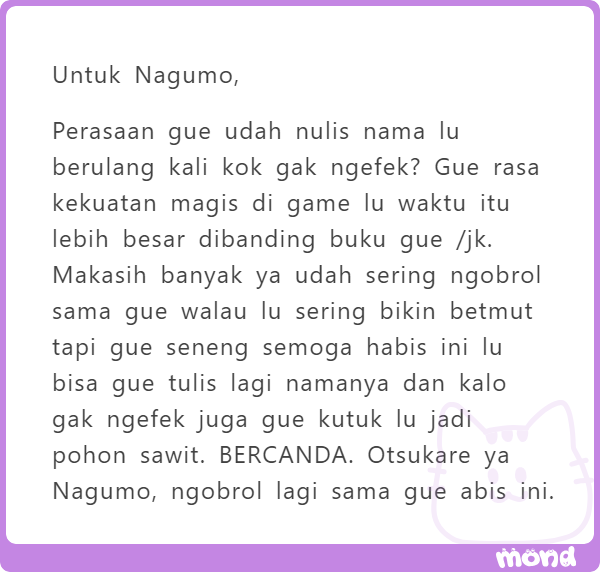 OwnersJono's tweet photo. Ad bwt nagumo yg nma.x udh berxx ditulis di deathnote,,

Ad bwt ran dr adik.x itu jgn dibuang kt.x,,

Ad bwt smua.x kt.x trmakasih udh trma jd bagian klian,, tsie tsie

Trs ad promosi nih,, kt.x tmen.x yg nma.x natsuki open jasa dikirimin menfess, gimik, dll cb di cet aj lach,, https://t.co/x6pEHEeLRo