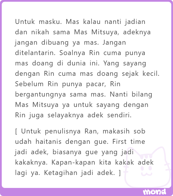 OwnersJono's tweet photo. Ad bwt nagumo yg nma.x udh berxx ditulis di deathnote,,

Ad bwt ran dr adik.x itu jgn dibuang kt.x,,

Ad bwt smua.x kt.x trmakasih udh trma jd bagian klian,, tsie tsie

Trs ad promosi nih,, kt.x tmen.x yg nma.x natsuki open jasa dikirimin menfess, gimik, dll cb di cet aj lach,, https://t.co/x6pEHEeLRo