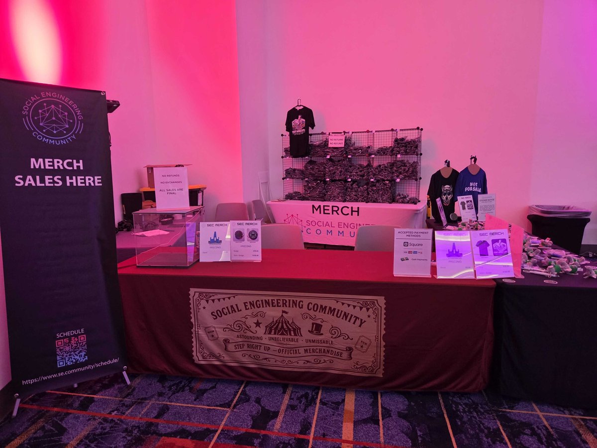 sec_defcon's tweet photo. We have merch (shirts and badges) for sale plus some free swag! Be sure to check out them out. https://t.co/TpTymdHpvk