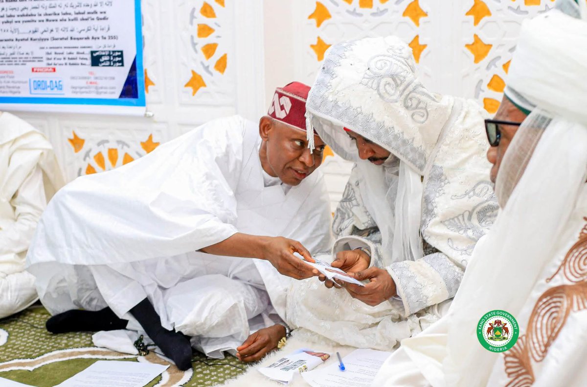 ibrahimado__'s tweet photo. MASS WEDDING CEREMONY

The Executive Governor of Kano State, His Excellency Alhaji Abba Kabir Yusuf, attended the Friday congregational prayer at the Central Juma’at Mosque. 

After the prayer, the Governor presided over the historic Kano State Mass Wedding Ceremony, organized by his administration, during which 3,000 people were joined in marriage, comprising 1,500 brides and 1,500 grooms.

His Excellency Governor Abba Kabir Yusuf served as the Wali (guardian) for the brides, while His Royal Highness, the Emir of Kano, Malam Muhammadu Sanusi II, represented the grooms during the marriage solemnization.

Ibrahim Adam 
Special Adviser to Kano State Governor (Social Media) 
7/8/2026.