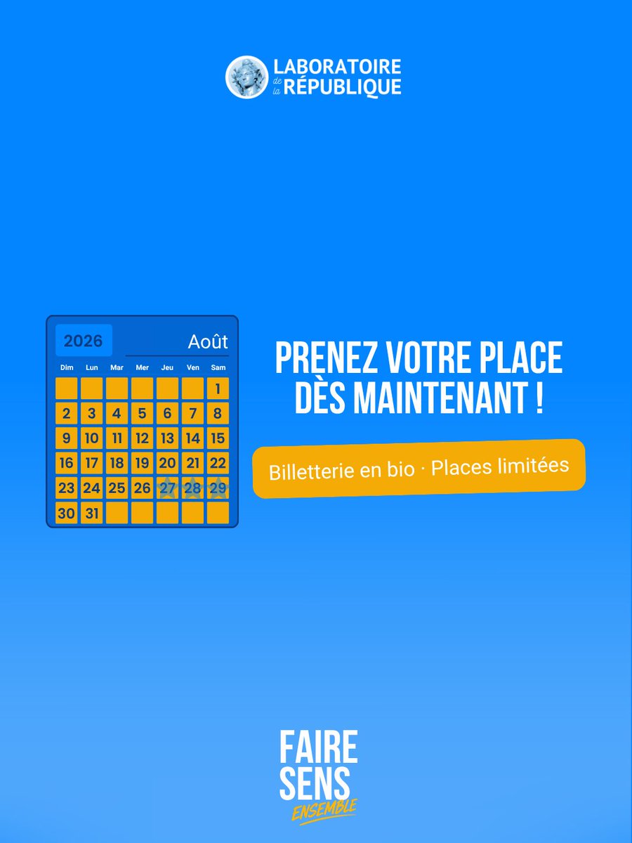 LabRepublique's tweet photo. Comment réconcilier production, pouvoir d’achat et justice sociale ?

À l’occasion de la 3ème Université d’été du Laboratoire de la République, Patrick Martin, président du MEDEF, et Bernard Spitz, président des Gracques, confronteront leurs analyses autour d’un enjeu central pour l’avenir de notre modèle économique et social.

Un débat pour penser les conditions d’une économie plus productive, créatrice de valeur et capable de répondre aux attentes sociales.

📍 Salle Europe, Sens
📅 Vendredi 28 août, 16h00-17h30

🎟️ Inscription obligatoire : https://t.co/7cB0n9rKM9

📃 Notre programme : https://t.co/C0964RVf7b

#LabDeLaRépublique #FaireSensEnsemble #Économie #Sens2026

@jmblanquer @PatrickMartin_1 @VilleSens