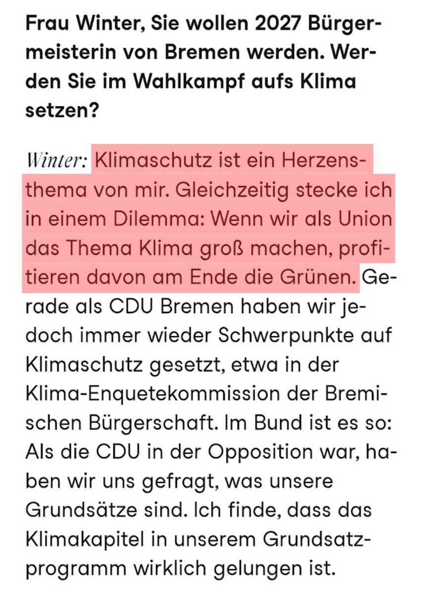djpr's tweet photo. AfD-Narrative übernehmen, obwohl seit Jahren gewarnt wird, dass genau das nur das Original stärkt? Für die Union kein Problem.

Dem Klimaschutz die nötige Aufmerksamkeit schenken? Lieber nicht. Am Ende könnten ja die Grünen profitieren.

Wiebke Winter spricht offen aus, was zu viele in der Union denken. Es ist so entlarvend.