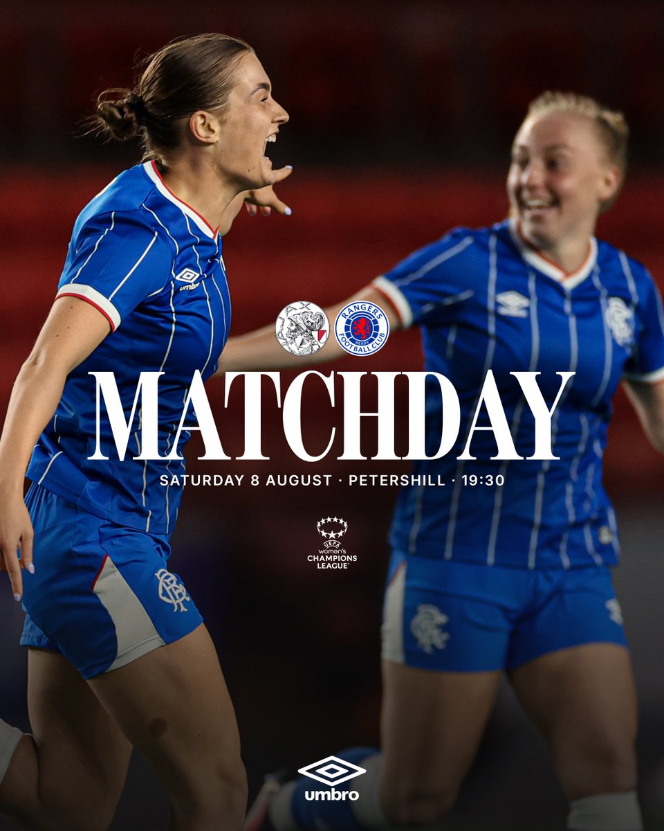 RangersWFC's tweet photo. 🤩 It’s Matchday!

🏆 @UEFA Women’s Champions League action continues tonight as we face Ajax at Petershill.

🎟️ Make sure you’re there to back the Gers 👉 https://t.co/EkaBDlxhB2

#UWCL https://t.co/6sOKa7CMWp