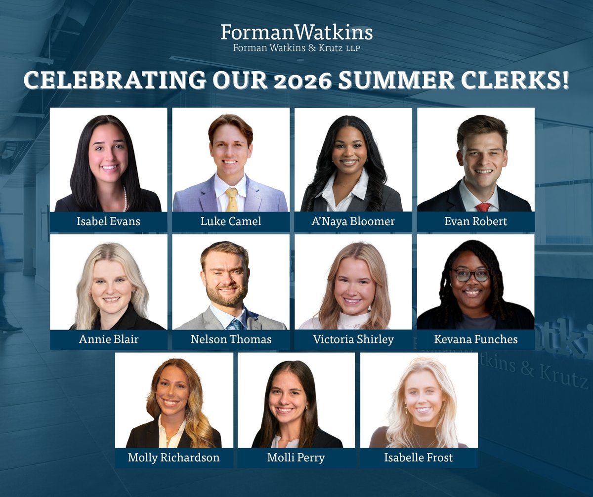 FormanWatkins's tweet photo. As our 2026 Summer Associate Program comes to an end, we're celebrating our Summer Associates! Over the past six weeks, our Summer Associates worked alongside our attorneys in Jackson and New Orleans. Thank you for helping make this year's program a success. https://t.co/zdPiODTjnp