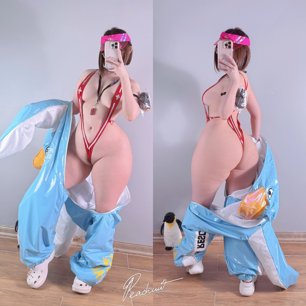 Peachuu244's tweet photo. Testing Marciana’s summer costume 🐧 https://t.co/XopomJV3Au