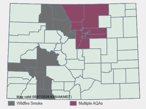 cdpheapcd's tweet photo. Smoke will affect air quality Fri &amp; Sat. Advisories are issued for SW and N/N-central CO. The Front Range is under an Action Day for Mult Pollutants. Keep alert to poor air quality conditions &amp; protect your health. https://t.co/PaQkiOmzfR
Info about smoke: https://t.co/JwAam5nUZF https://t.co/Ti80fEERb7