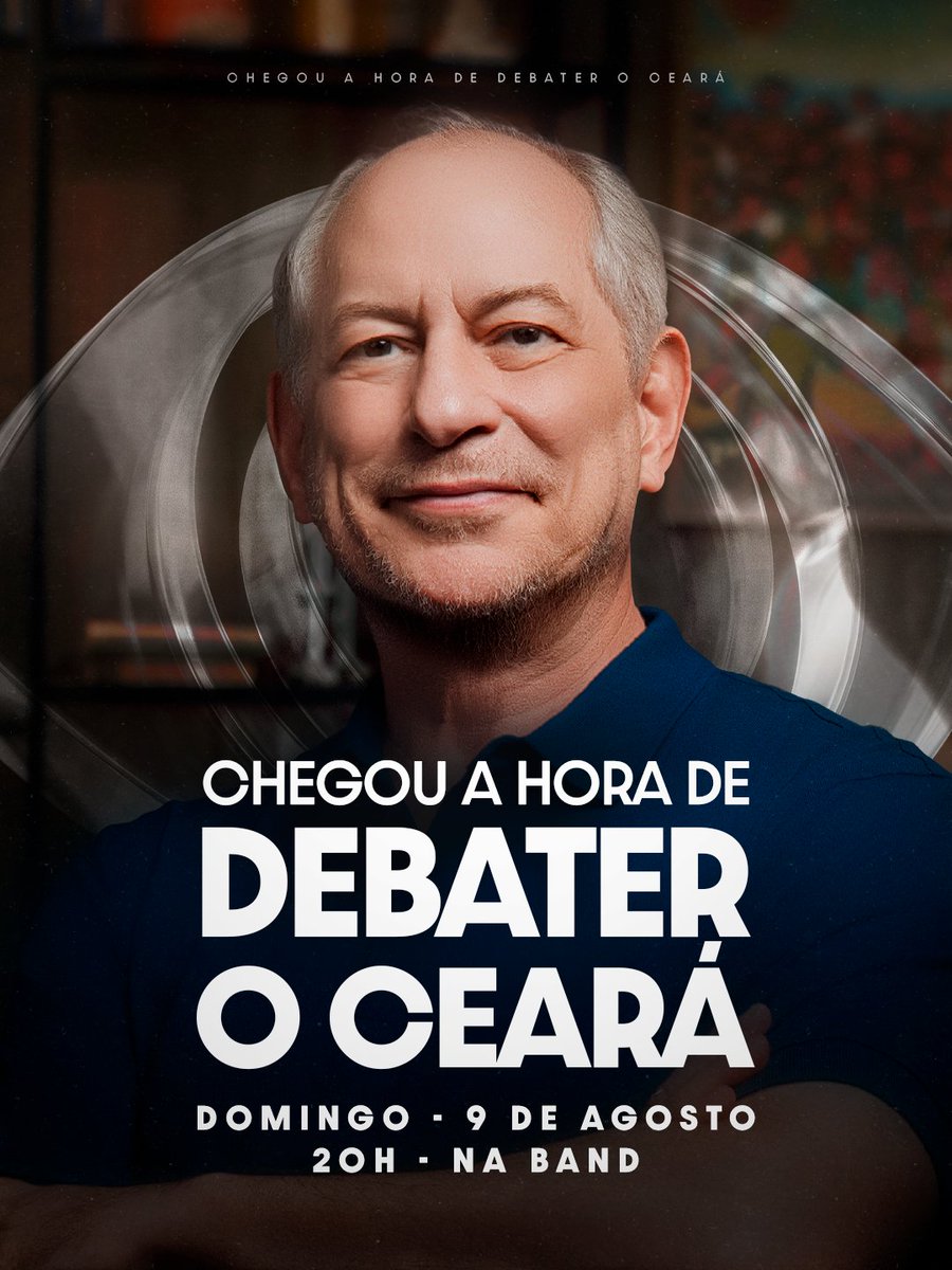 cirogomes's tweet photo. Temos um encontro marcado no DEBATE DA BAND. 
Domingo, às 20h. Espero todos vocês! 💙 https://t.co/VjYfMWXZZi