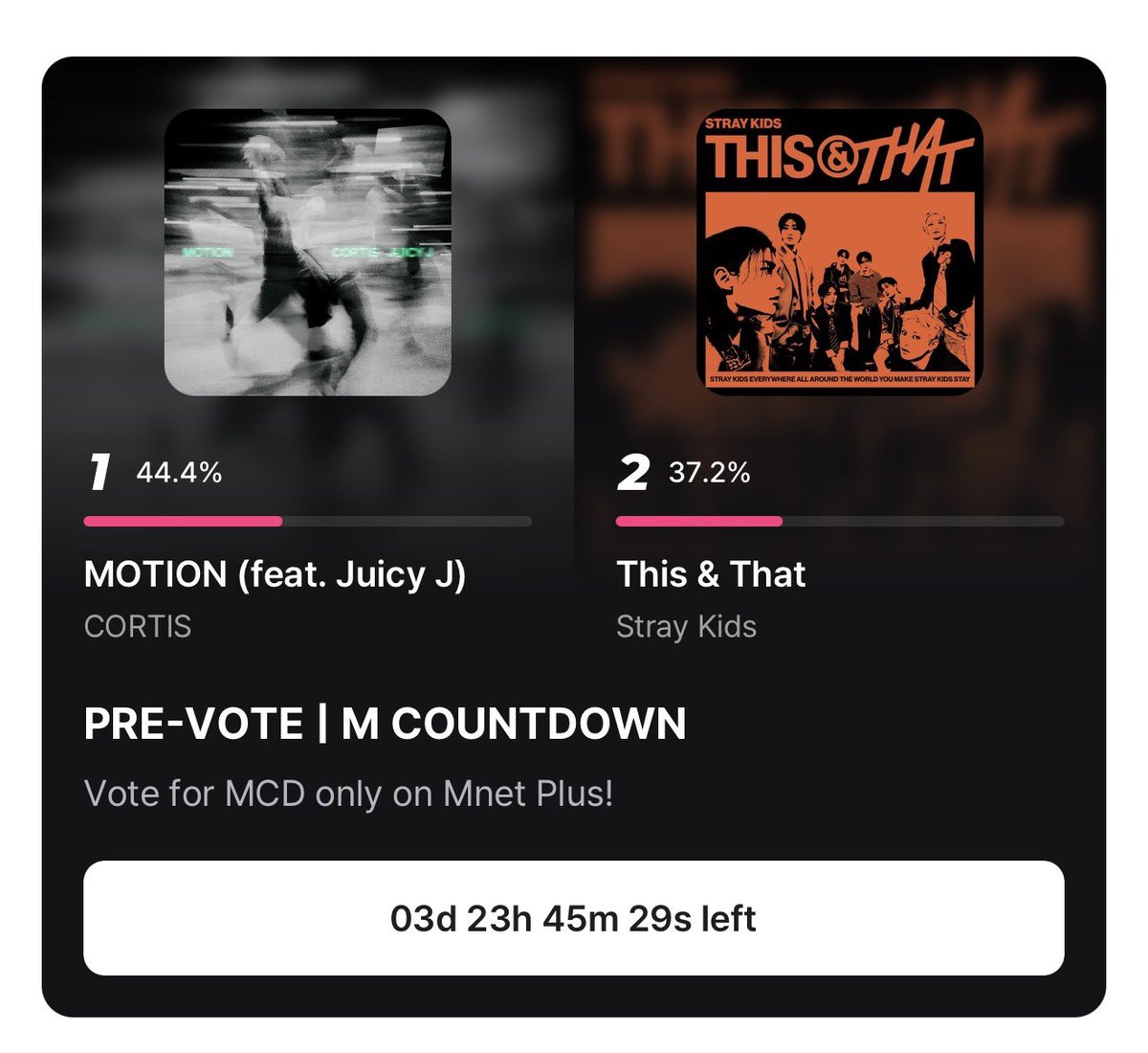 pixievll's tweet photo. we have another pre-votings going on as well and its on the mnet plus app for mcountdown! and it will end in 3 days time!let’s win the pre-votings for stray kids as well to have a higher chance of securing their win! 

let’s give it our all for them stays they’ve worked so hard tirelessly for this album, so lets try out best to give back as much as we can for them 🥹
