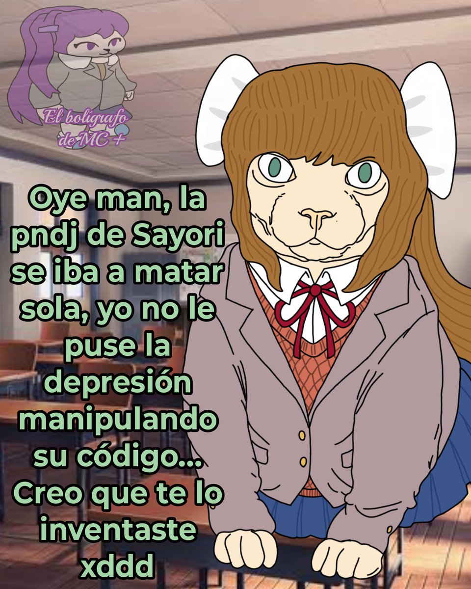 ElBoligrafoDeMC's tweet photo. Es increíble todo lo que le inventan a Monika...

#DDLC #Memes #DokiDokiLiteratureClub https://t.co/ndMTmx9nRl