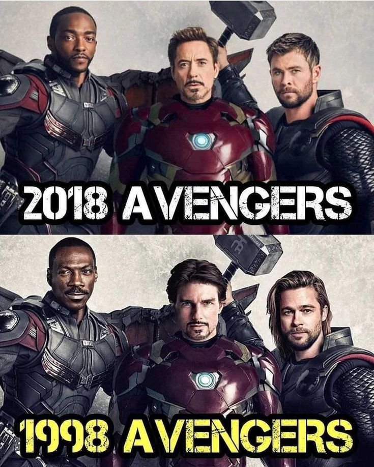Hunchoquavo153's tweet photo. If the Avengers started in 1998, is the original  Avengers an upgrade or downgrade? 😂 https://t.co/5nYLW4TkzN