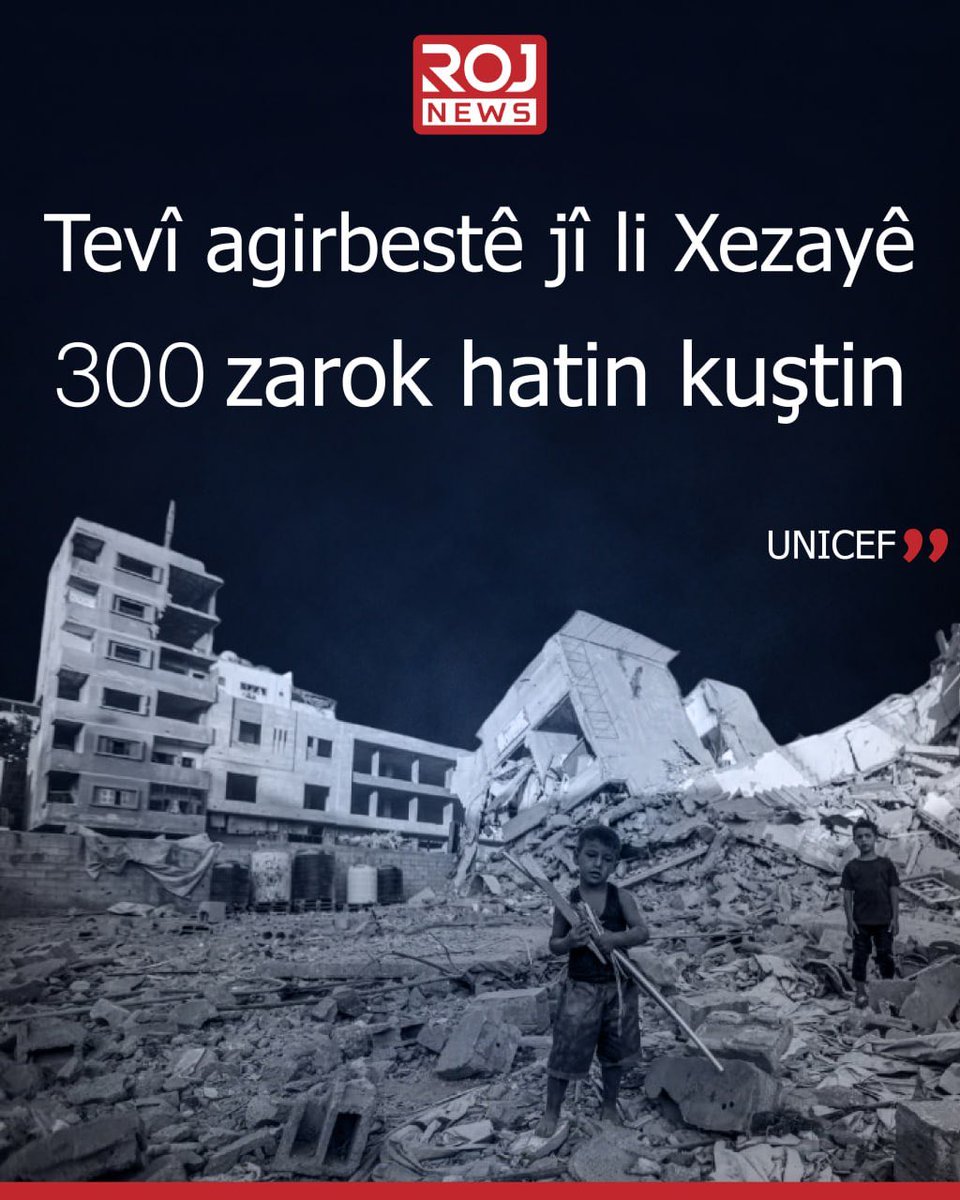 koceredin's tweet photo. UNICEF’ê ragihand ku di 300 rojên agirbestê de ku di Cotmeha 2015’an de hatiye ragihandin, herî kêm 300 zarok li Xezayê hatine kuştin.

https://t.co/e8AzqTpMYp https://t.co/nRjG1FwreO