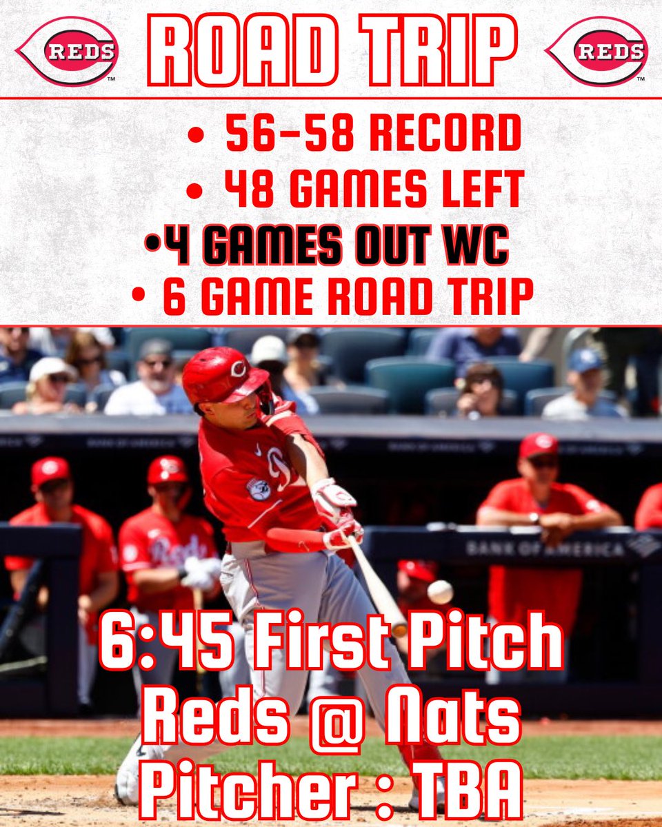 OH_SportTalk's tweet photo. Bullpen Day for the Reds? We will have to wait and see

The Reds travel to face the Nationals to start their 6 game road trip!

#ATOBTTR https://t.co/LAARnTX5Qv