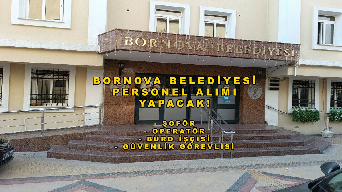 izetaj35's tweet photo. Bornova Belediyesi personel alımı yapacağını açıkladı!

🟡Operatör
🟡Şoför
🟡Büro İşçisi
🟡Güvenlik Görevlisi https://t.co/Sggp05Pl7U