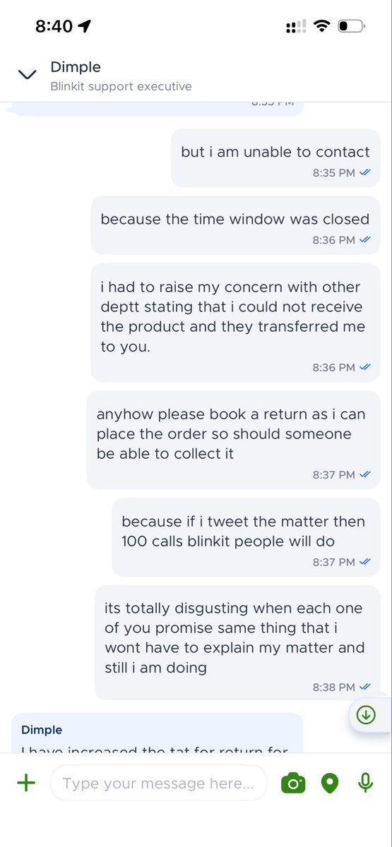 pranjalmadaan's tweet photo. Absolutely disgusting experience with @blinkit. Ive explained the same issue to 5 different support agents, shared the product photos/videos FIVE times, and each time Im told the pickup will be arranged. Yet, apparently, Blinkit can deliver to Gurgaon but cannot arrange a pickup https://t.co/gZBtyM4syr