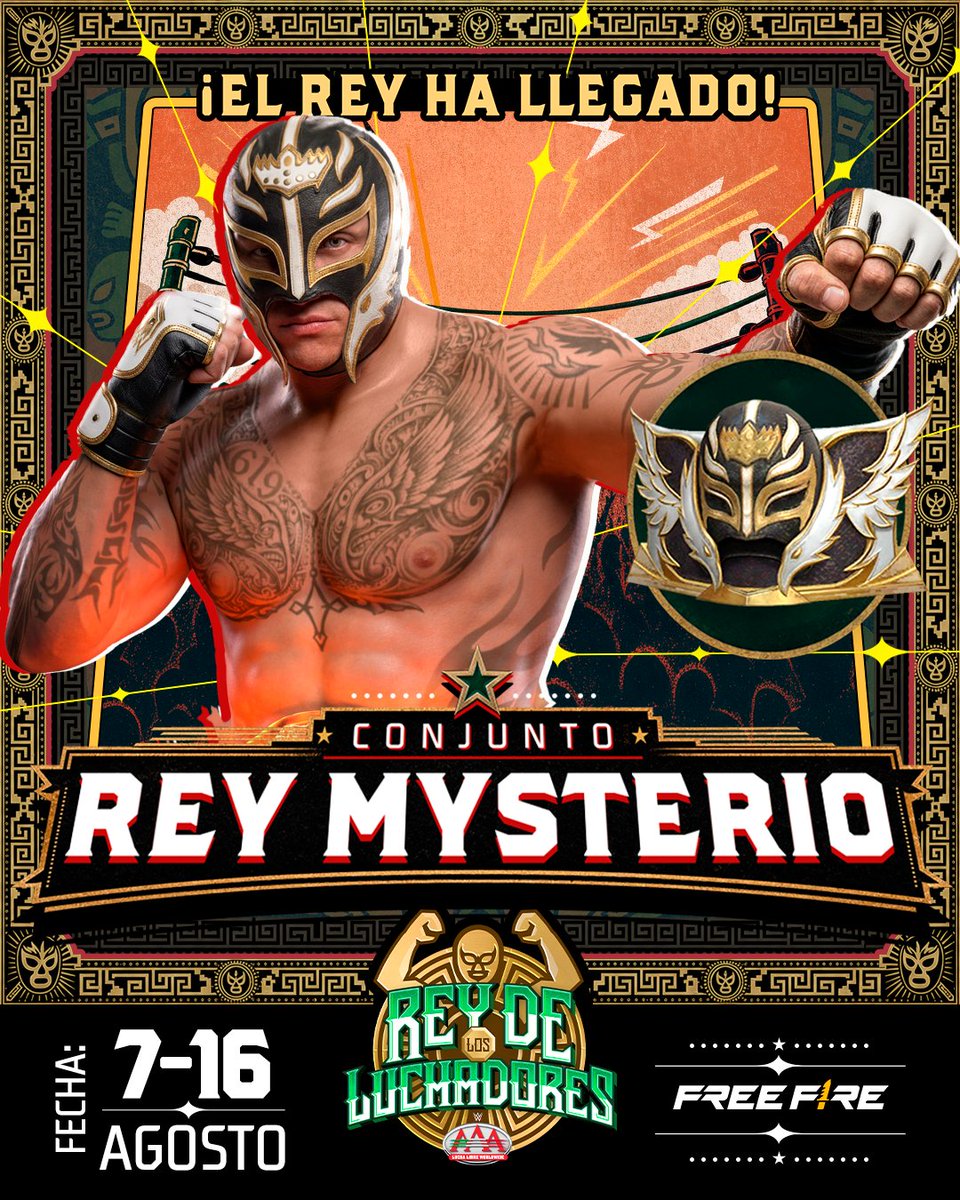 freefirelatino's tweet photo. ¡EL CAMPEÓN ENTRA AL RING! 👑
Es momento de sumar a una leyenda a tu colección. ⚡
Llega Rey Mysterio para que los enfrentamientos se conviertan en un espectáculo.
❓ ¿Listo para dominar como el grande?
#FFxAAA #FreeFire #ReyMysterioFF https://t.co/0sOWRcVSFN