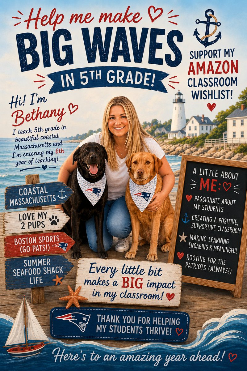 5thwithmissh's tweet photo. @BrittBolts I’m Bethany! 👋 5th grade teacher in coastal Massachusetts 🌊 Heading into year 6 and getting ready for another amazing group of kiddos! I love hands-on learning, classroom community, and making school FUN. 💙🛒✨
https://t.co/awkIkpgbeX
#ListDrop #TeacherWishlist #TeachersOfX https://t.co/8Lojw2XrsR