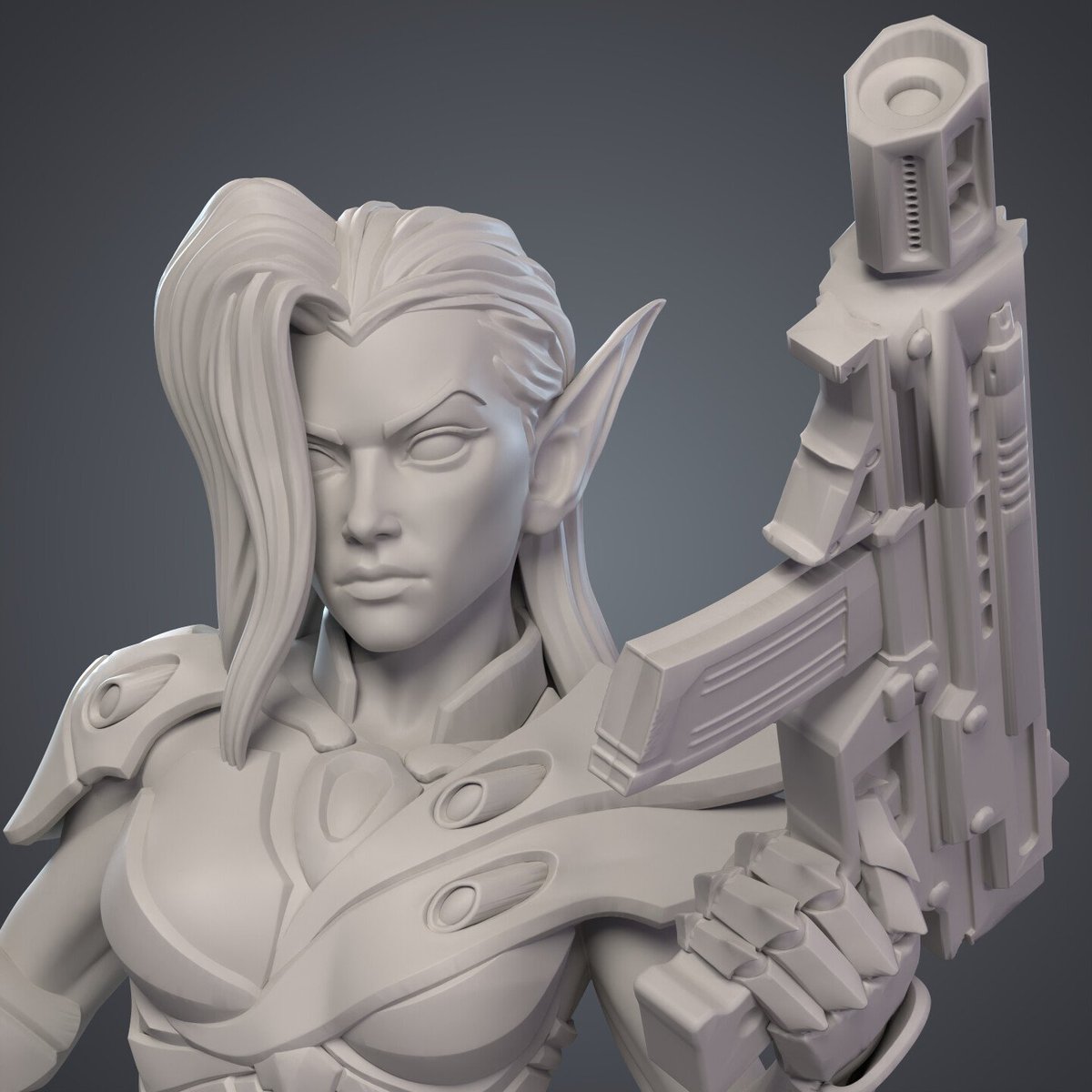 Delonblock's tweet photo. Chrono dark-elf
I made this space elf—it's a miniature, so the proportions are exaggerated.
#digital3d #digitalart #3dprinting  #hardsurface #anatomy #characterdesign #zbrush #elf #elven #3d #3dart  #clayrender #marmoset #sculpting #miniatures #printing #stylized #printing https://t.co/KtFWfQMFB1