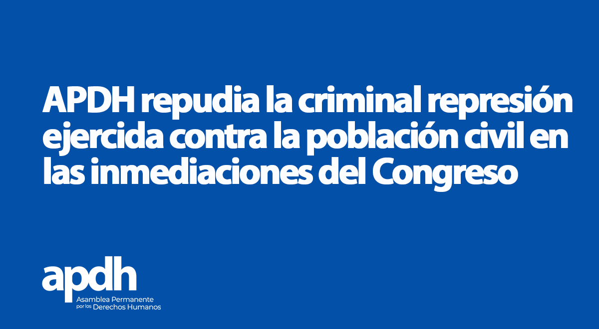 APDHArgentina's tweet photo. 📢 La APDH denuncia la criminal represión orquestada ayer por el gobierno nacional y ejecutada con saña por parte de fuerzas federales y locales contra la población civil 👇
https://t.co/ld1rsm4Wmw https://t.co/GRQXFTc4vA