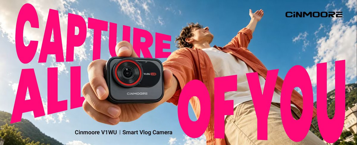 CinmooreAI's tweet photo. CINMOORE V1WU Smart Vlog Camera | OFFICIALLY LAUNCHED
✅ 2.5K HD + 6-axis anti-shake
✅ Wi-Fi real-time view
✅ 6h continuous recording &amp; magnetic mounts
#CINMOOREV1WU #OfficialLaunch #VlogCamera #CreatorGear #PortableTech #TravelGear #NewTechLaunch

Email:Chao.liang@cinmoore.com https://t.co/VDVhCTLIwC