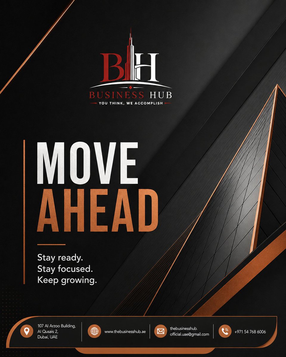 BUSINESSHUBDOC's tweet photo. 🚀 Move ahead with confidence.

Stay ready. Stay focused. Keep growing.
With Business Hub, every step is designed to move your business forward.

📞 +971 54 768 6006
🌐 https://t.co/z83VyhD6tA

#BusinessHub #DubaiBusiness #BusinessGrowth #UAE https://t.co/5yOxrnFbdd